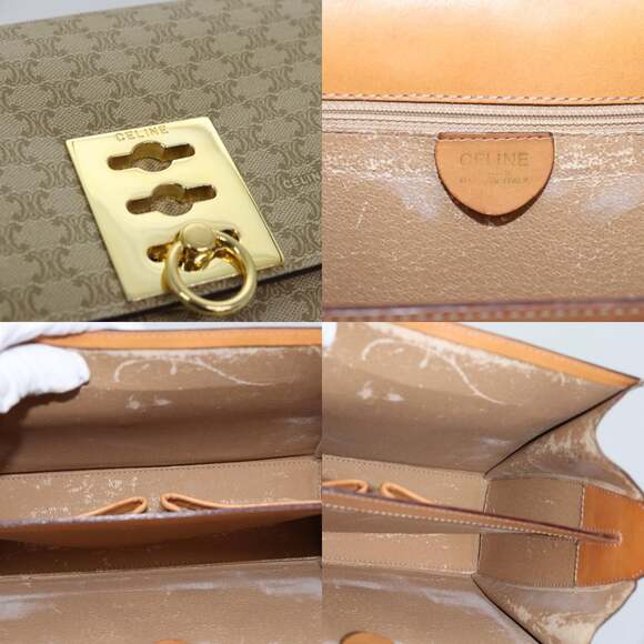 CELINE Macadam Canvas Shoulder Bag Beige - Picture 11 of 12